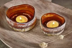 Janka Tealight Holders - Dark Amber (Set of 2)