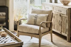 Jaya Acacia Wood & Linen Occasional Chair - Natural