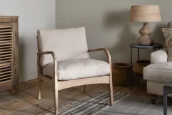 Jaya Acacia Wood & Linen Occasional Chair - Natural