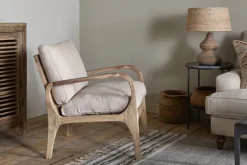 Jaya Acacia Wood & Linen Occasional Chair - Natural