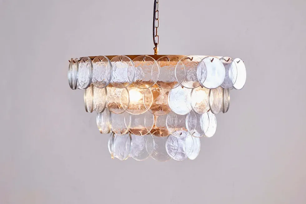 Kagitha Recycled Glass Statement Chandelier - Clear