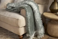 Kambali Distressed Wool Jacquard Throw - Moss