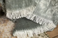 Kambali Distressed Wool Jacquard Throw - Moss