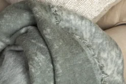 Kambali Distressed Wool Jacquard Throw - Moss