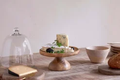 Kannati Mango Wood & Glass Cheese Stand - Clear