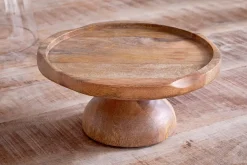 Kannati Mango Wood & Glass Cheese Stand - Clear