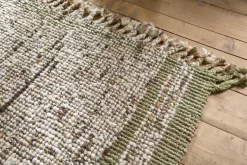 Kanta Jute & Textural Tweed Rug - Olive & Natural