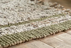 Kanta Jute & Textural Tweed Rug - Olive & Natural