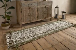 Kanta Jute & Textural Tweed Runner - Olive Green