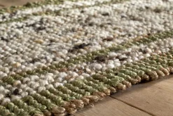 Kanta Jute & Textural Tweed Runner - Olive Green