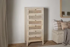 Kanz Mango Wood Tall Boy Chest of Drawers - Natural