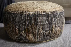 Kapil Jute Round Pouf - Charcoal