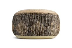 Kapil Jute Round Pouf - Charcoal
