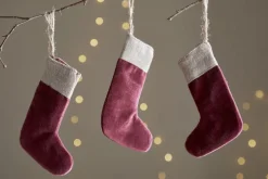 Karru Cotton Velvet Mini Stocking - Red - (Set of 3)