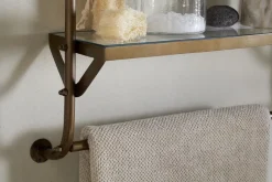 Karura Wall Shelves with Towel Rail - Antique Brass