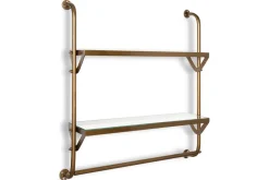 Karura Wall Shelves with Towel Rail - Antique Brass