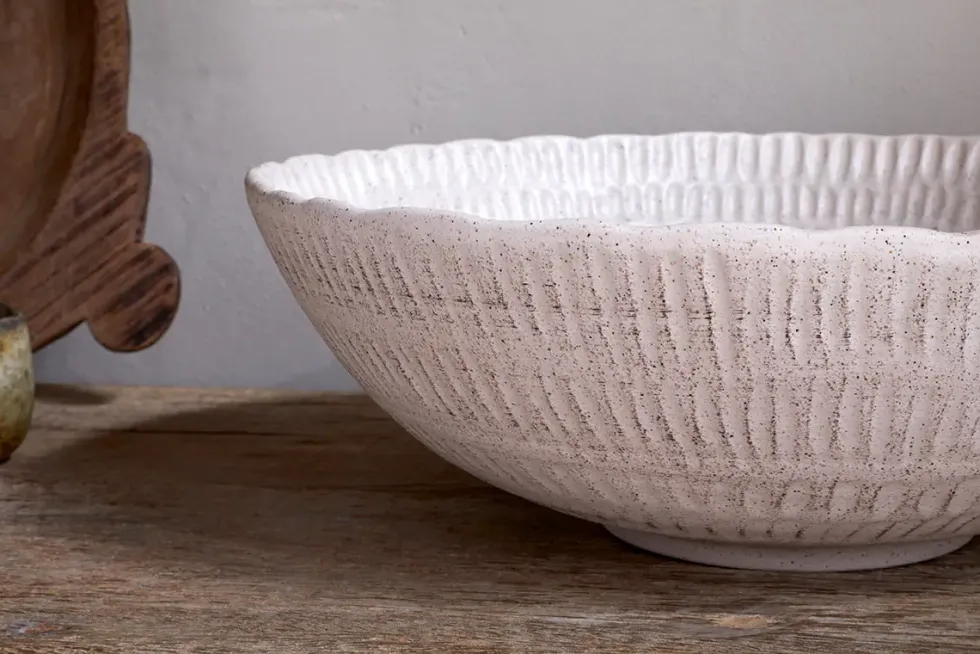 Kayanna Ceramic Decorative Bowl - White