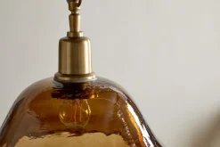 Keju Organic Shape Recycled Glass Pendant - Dark Amber