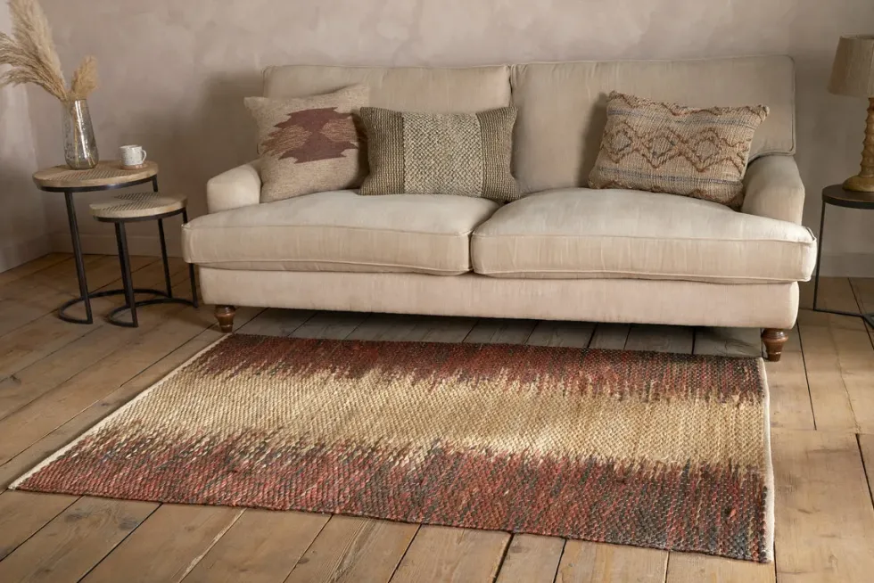 Kekere Jute & Cotton Rug - Natural & Rust
