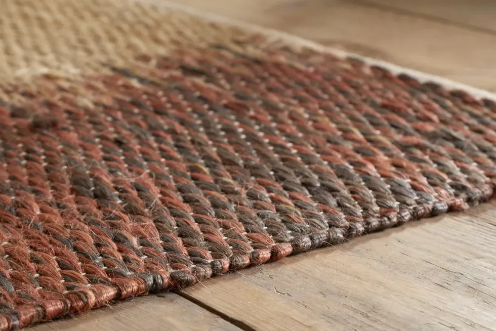 Kekere Jute & Cotton Rug - Natural & Rust