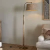 Kera Wood & Metal Floor Lamp Base - Antique Brass & Natural