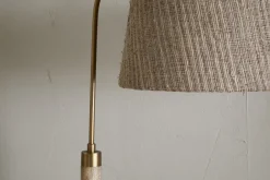 Kera Wood & Metal Floor Lamp Base - Antique Brass & Natural