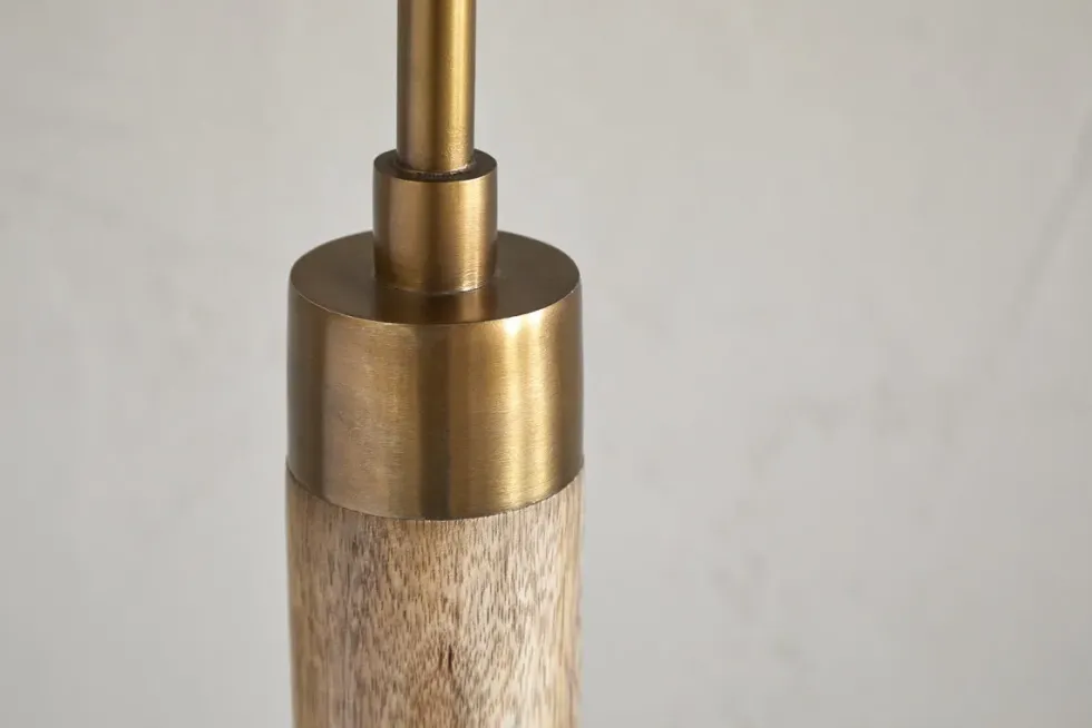 Kera Wood & Metal Floor Lamp Base - Antique Brass & Natural