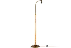Kera Wood & Metal Floor Lamp Base - Antique Brass & Natural
