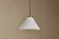Kiara Organic Shape Ceramic Pendant Light - Off White & Antique Brass