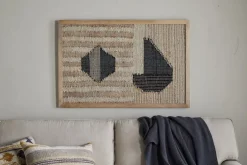 Kiran Large Textured Wall Art - Natural & Dark Blue
