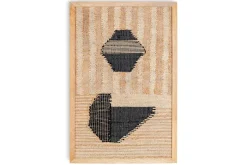 Kiran Large Textured Wall Art - Natural & Dark Blue