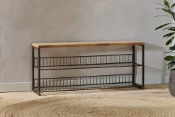 Kiyoma Iron & Wood Low Standing Shelves - Natural