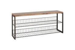 Kiyoma Iron & Wood Low Standing Shelves - Natural