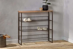 Kiyoma Iron & Wood Tall Standing Shelves - Natural