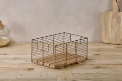 Kochi Iron & Mango Wood Baskets - Brown (Set of 2)