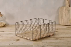 Kochi Iron & Mango Wood Baskets - Brown (Set of 2)