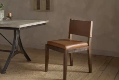 Kusa Mango Wood & Leather Dining Chair - Aged Tan