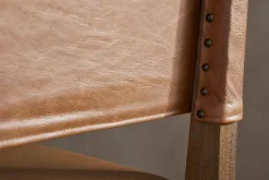 Kusa Mango Wood & Leather Dining Chair - Aged Tan