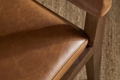 Kusa Mango Wood & Leather Dining Chair - Aged Tan