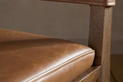 Kusa Mango Wood & Leather Dining Chair - Aged Tan