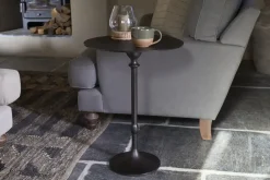 Lahar Cast Metal Tall Side Table - Aged Black
