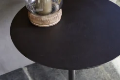 Lahar Cast Metal Tall Side Table - Aged Black