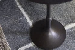 Lahar Cast Metal Tall Side Table - Aged Black