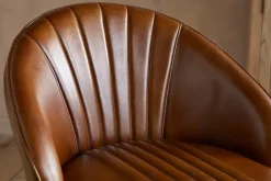 Lal Leather Swivel Counter Chair - Aged Tan