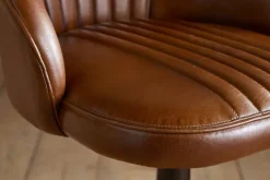 Lal Leather Swivel Counter Chair - Aged Tan