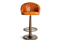 Lal Leather Swivel Counter Chair - Aged Tan
