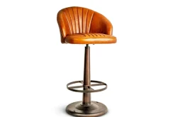 Lal Leather Swivel Counter Chair - Aged Tan