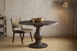Laya Carved Wood Dining Table - Chocolate Brown