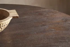 Laya Carved Wood Dining Table - Chocolate Brown