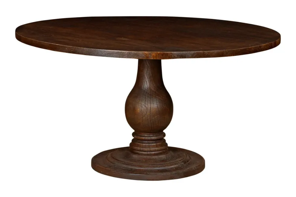 Laya Carved Wood Dining Table - Chocolate Brown